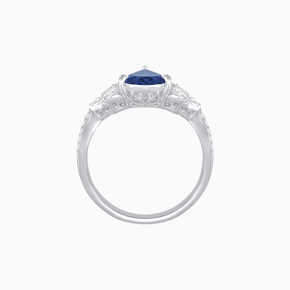 Tiara-Inspired Pear Shape Ring with French-Cut Gemstone Accents - Shahin Jewelry