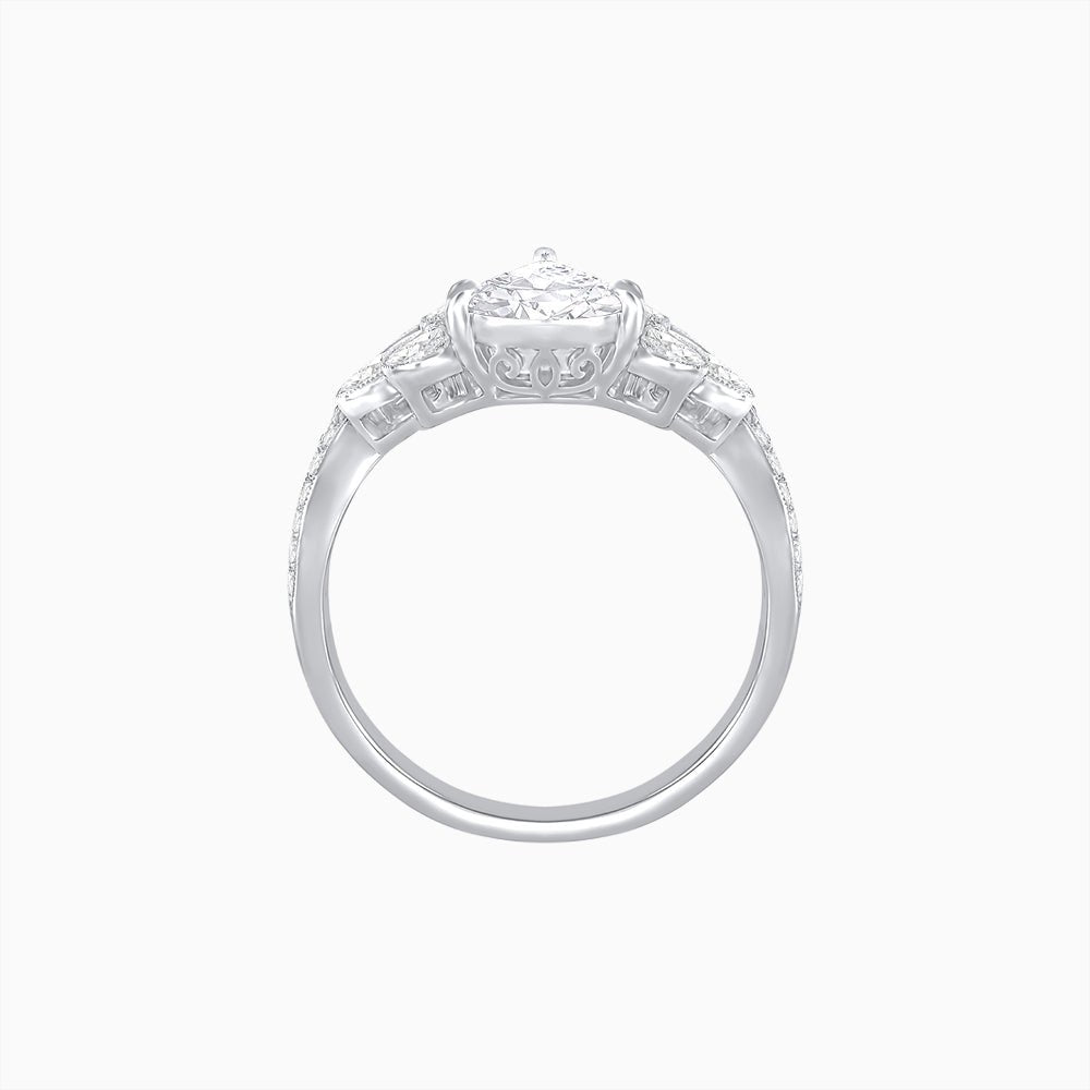 Tiara-Inspired Pear Shape Ring with French-Cut Gemstone Accents - Shahin Jewelry
