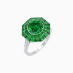 Load image into Gallery viewer, Timeless Art Deco Octagonal Halo Ring with Diamond and Gemstone (Mounting) - Shahin Jewelry