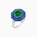 Load image into Gallery viewer, Timeless Art Deco Octagonal Halo Ring with Diamond and Gemstone (Mounting) - Shahin Jewelry