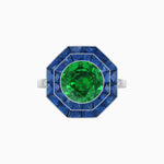 Load image into Gallery viewer, Timeless Art Deco Octagonal Halo Ring with Diamond and Gemstone (Mounting) - Shahin Jewelry