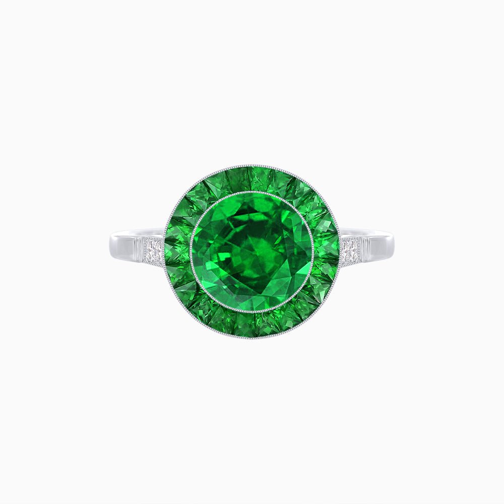 Timeless Round Cut Ring with Customizable Gemstone Halo - Shahin Jewelry