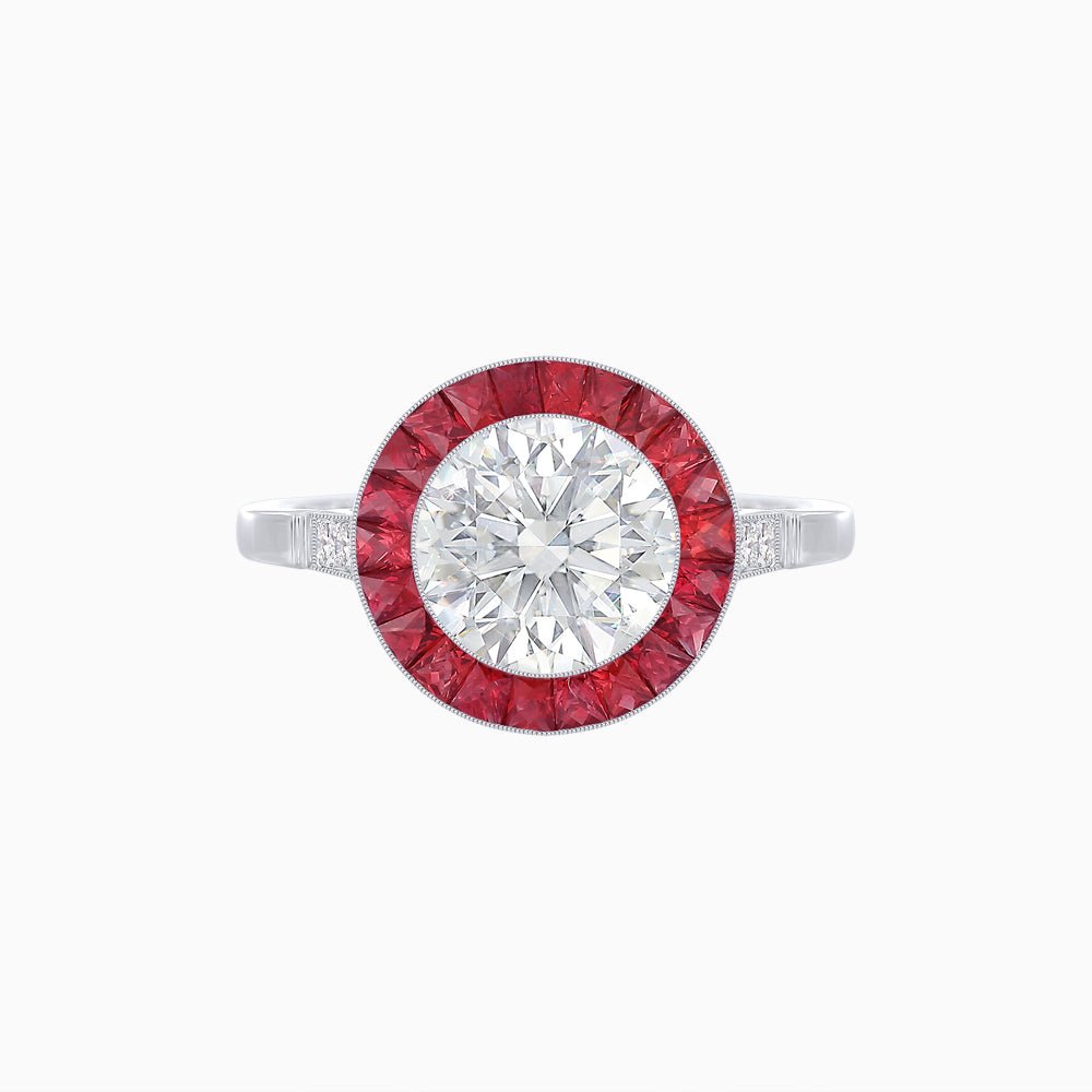 Timeless Round Cut Ring with Customizable Gemstone Halo - Shahin Jewelry