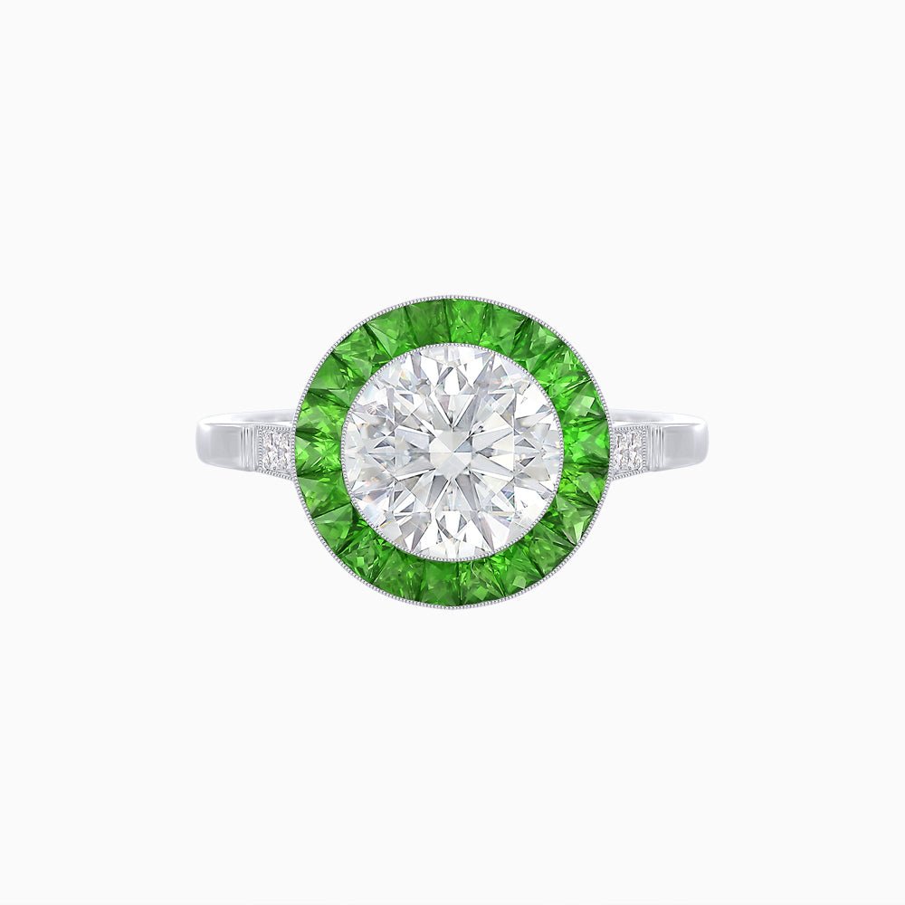 Timeless Round Cut Ring with Customizable Gemstone Halo - Shahin Jewelry