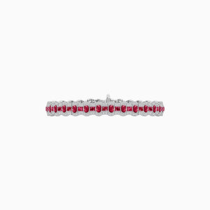 Triple Line Vintage Inspired Oval Blue Sapphire and Diamond Link Bracelet - Shahin Jewelry