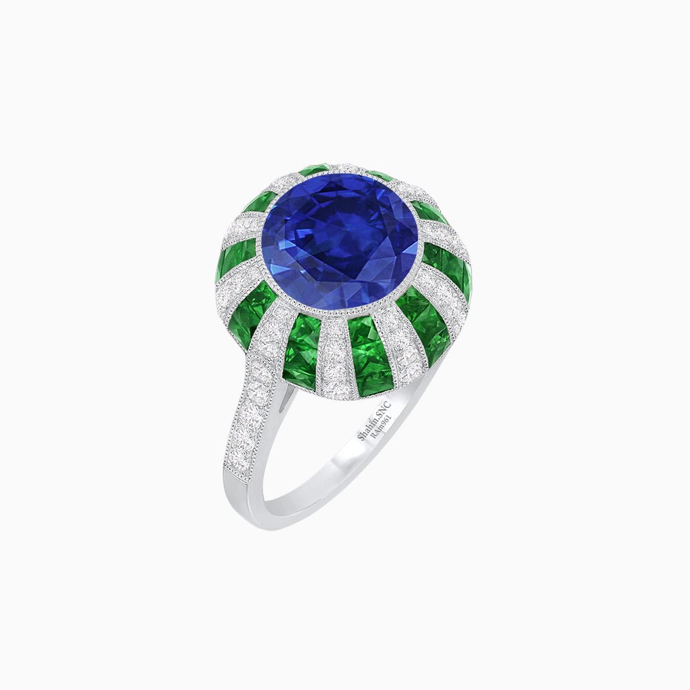 Unique Antique Inspired Gemstone Ring - Shahin Jewelry