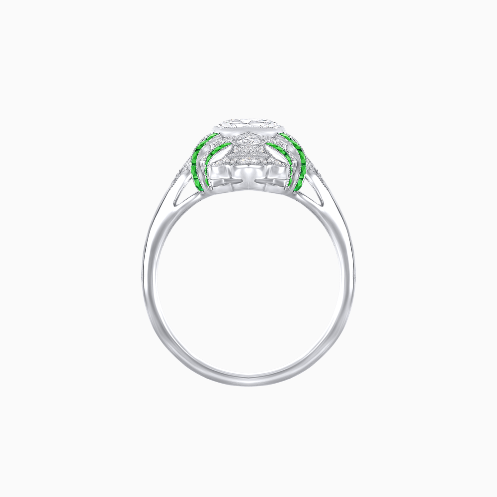 Vintage Cushion Cut Ring with Customizable French - Cut Gemstones (Mounting) - Shahin Jewelry
