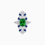 Load image into Gallery viewer, Vintage Cushion Cut Ring with Customizable French - Cut Gemstones (Mounting) - Shahin Jewelry
