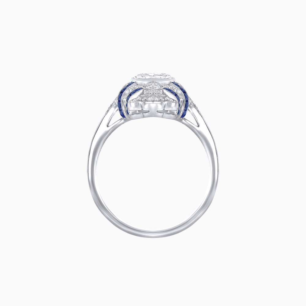 Vintage Cushion Cut Ring with Customizable French - Cut Gemstones (Mounting) - Shahin Jewelry