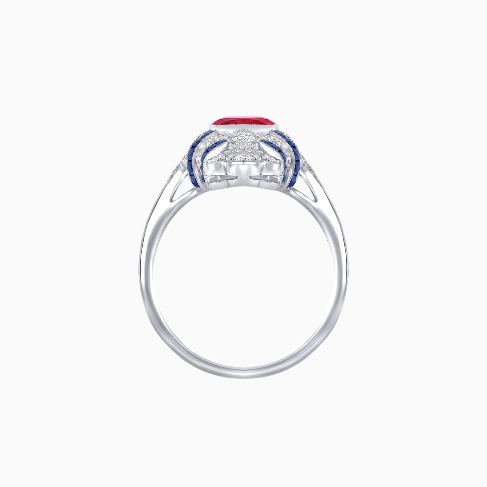 Vintage Cushion Cut Ring with Customizable French - Cut Gemstones (Mounting) - Shahin Jewelry