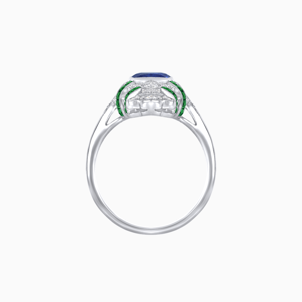 Vintage Cushion Cut Ring with Customizable French - Cut Gemstones (Mounting) - Shahin Jewelry