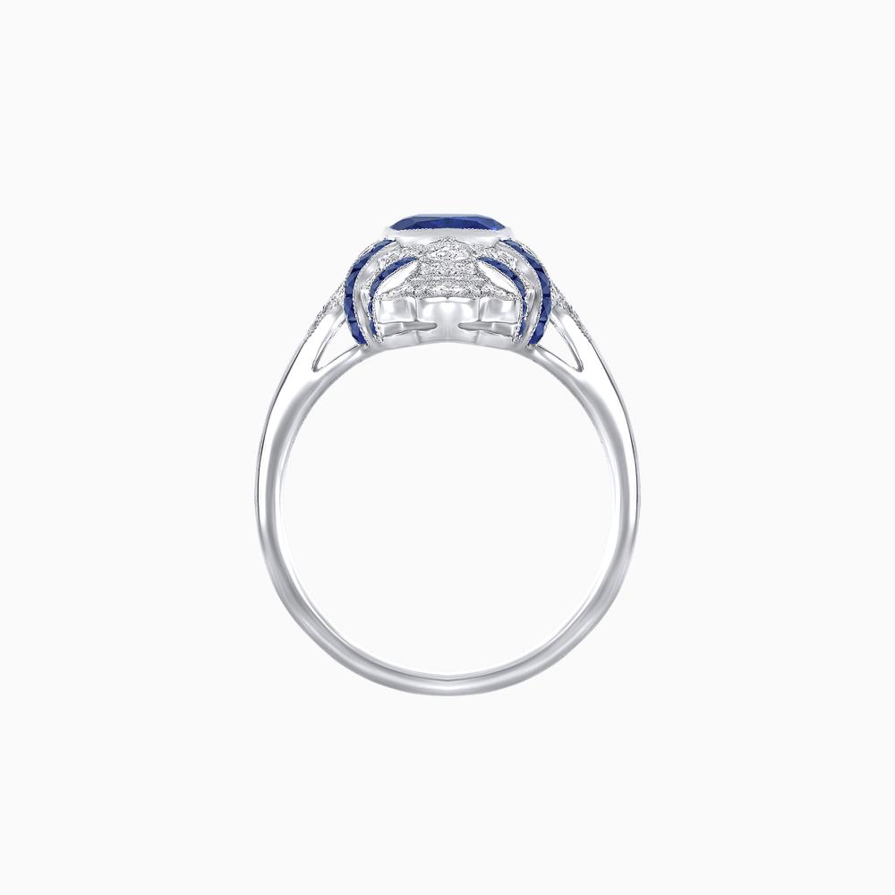 Vintage Cushion Cut Ring with Customizable French - Cut Gemstones (Mounting) - Shahin Jewelry