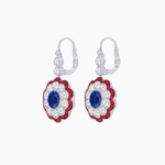 Load image into Gallery viewer, Vintage Floral Dangle Earrings with Diamond Halo and Calibre-Cut Gemstone Accents - Shahin Jewelry