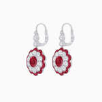 Load image into Gallery viewer, Vintage Floral Dangle Earrings with Diamond Halo and Calibre-Cut Gemstone Accents - Shahin Jewelry