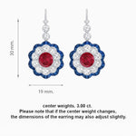 Load image into Gallery viewer, Vintage Floral Dangle Earrings with Diamond Halo and Calibre-Cut Gemstone Accents - Shahin Jewelry