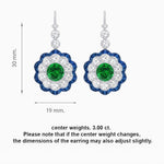 Load image into Gallery viewer, Vintage Floral Dangle Earrings with Diamond Halo and Calibre-Cut Gemstone Accents - Shahin Jewelry