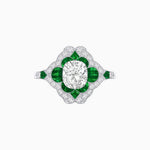 Load image into Gallery viewer, Vintage Floral Halo Ring Mounting with Cushion Cut Center Stone and Diamond Accents - Shahin Jewelry