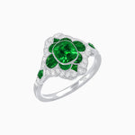 Load image into Gallery viewer, Vintage Floral Halo Ring Mounting with Cushion Cut Center Stone and Diamond Accents - Shahin Jewelry