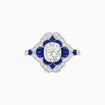 Load image into Gallery viewer, Vintage Floral Halo Ring Mounting with Cushion Cut Center Stone and Diamond Accents - Shahin Jewelry