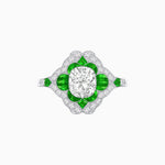 Load image into Gallery viewer, Vintage Floral Halo Ring Mounting with Cushion Cut Center Stone and Diamond Accents - Shahin Jewelry