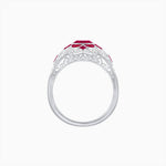 Load image into Gallery viewer, Vintage Floral Halo Ring Mounting with Cushion Cut Center Stone and Diamond Accents - Shahin Jewelry
