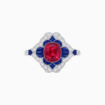 Load image into Gallery viewer, Vintage Floral Halo Ring Mounting with Cushion Cut Center Stone and Diamond Accents - Shahin Jewelry