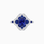 Load image into Gallery viewer, Vintage Floral Halo Ring Mounting with Cushion Cut Center Stone and Diamond Accents - Shahin Jewelry