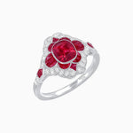 Load image into Gallery viewer, Vintage Floral Halo Ring Mounting with Cushion Cut Center Stone and Diamond Accents - Shahin Jewelry