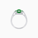 Load image into Gallery viewer, Vintage Floral Ring Mounting with Oval Center Stone, Calibre-Cut Gemstone Accents and Diamond Details - Shahin Jewelry