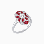 Load image into Gallery viewer, Vintage Floral Ring Mounting with Oval Center Stone, Calibre-Cut Gemstone Accents and Diamond Details - Shahin Jewelry