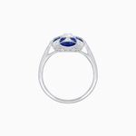 Load image into Gallery viewer, Vintage Floral Ring Mounting with Oval Center Stone, Calibre-Cut Gemstone Accents and Diamond Details - Shahin Jewelry