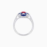 Load image into Gallery viewer, Vintage Floral Ring Mounting with Oval Center Stone, Calibre-Cut Gemstone Accents and Diamond Details - Shahin Jewelry