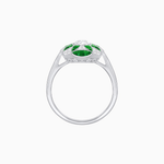 Load image into Gallery viewer, Vintage Floral Ring Mounting with Oval Center Stone, Calibre-Cut Gemstone Accents and Diamond Details - Shahin Jewelry