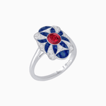 Load image into Gallery viewer, Vintage Floral Ring Mounting with Oval Center Stone, Calibre-Cut Gemstone Accents and Diamond Details - Shahin Jewelry