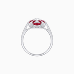 Load image into Gallery viewer, Vintage Floral Ring Mounting with Oval Center Stone, Calibre-Cut Gemstone Accents and Diamond Details - Shahin Jewelry