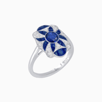 Load image into Gallery viewer, Vintage Floral Ring Mounting with Oval Center Stone, Calibre-Cut Gemstone Accents and Diamond Details - Shahin Jewelry