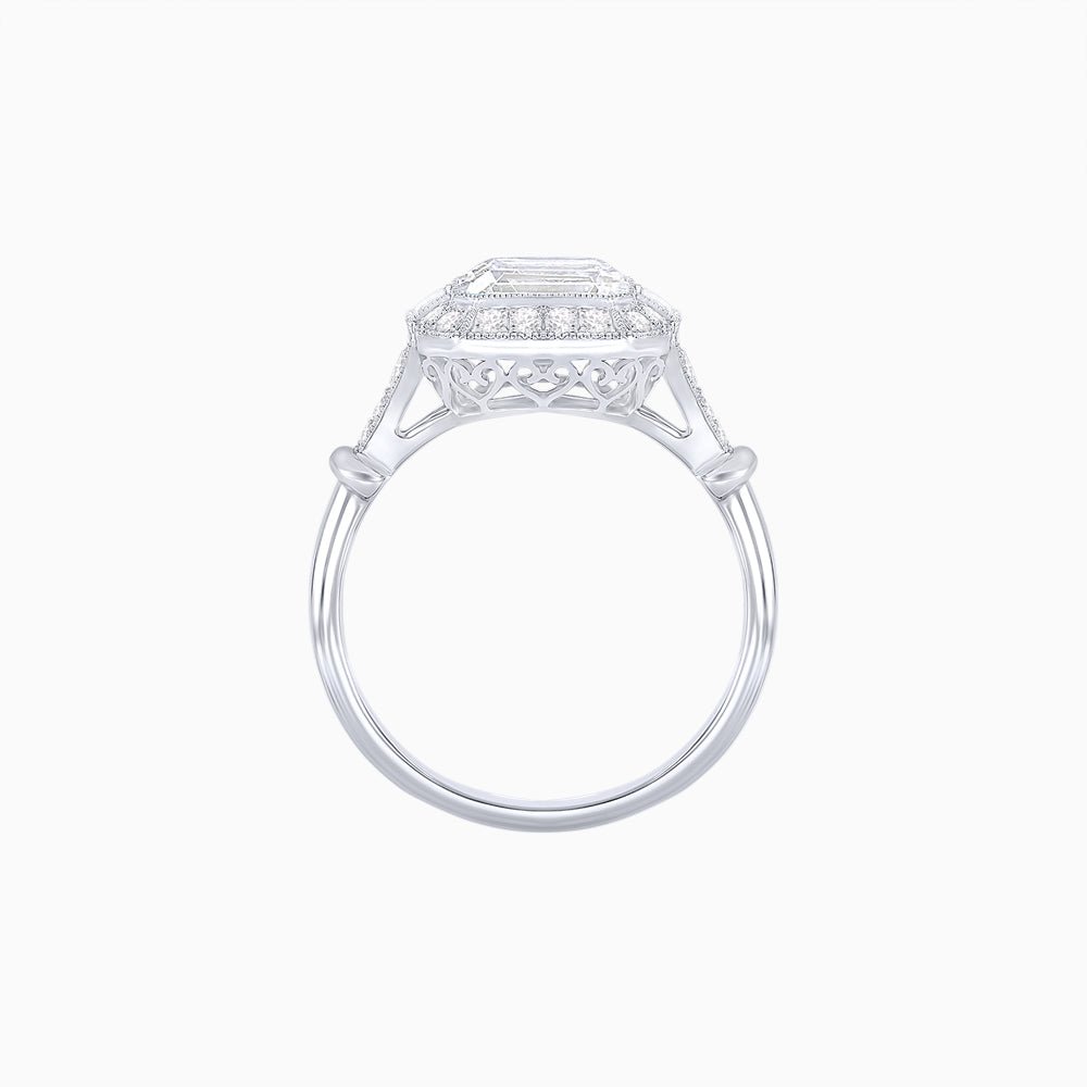 Vintage-Inspired Asscher Cut Ring with Intricate Detailing - Shahin Jewelry