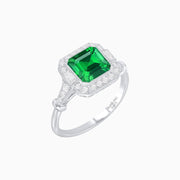 Vintage - Inspired Asscher Cut Ring with Intricate Detailing - Shahin Jewelry