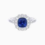 Load image into Gallery viewer, Vintage - Inspired Cushion Cut Cluster Ring with Floral Halo - Mounting - Shahin Jewelry