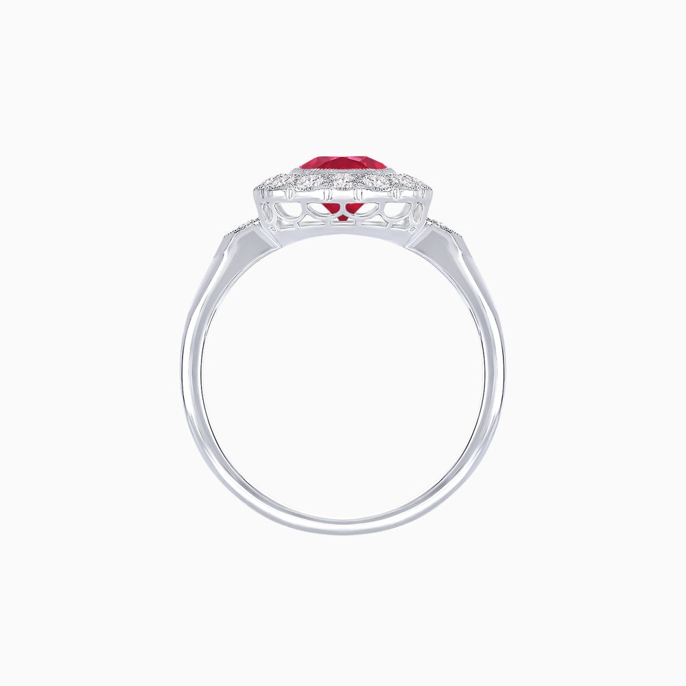 Vintage - Inspired Cushion Cut Cluster Ring with Floral Halo - Mounting - Shahin Jewelry