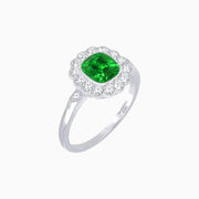 Vintage - Inspired Cushion Cut Cluster Ring with Floral Halo - Mounting - Shahin Jewelry