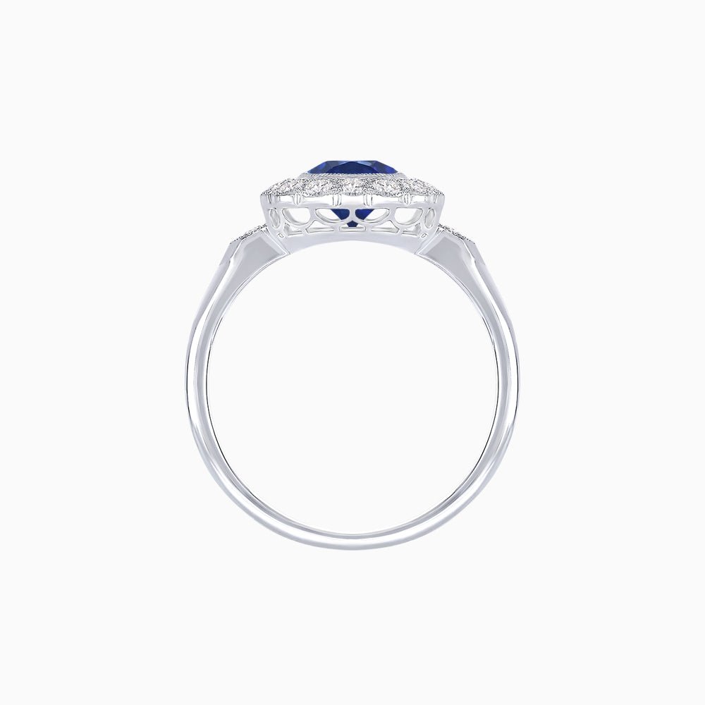 Vintage - Inspired Cushion Cut Cluster Ring with Floral Halo - Mounting - Shahin Jewelry