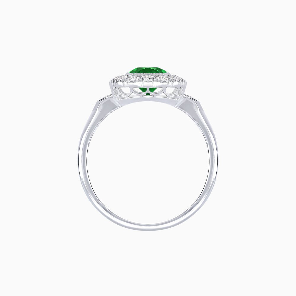 Vintage - Inspired Cushion Cut Cluster Ring with Floral Halo - Mounting - Shahin Jewelry