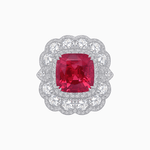 Load image into Gallery viewer, Vintage Inspired Cushion Cut Double Halo Floral Cocktail Ring - Shahin Jewelry