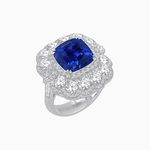 Load image into Gallery viewer, Vintage Inspired Cushion Cut Double Halo Floral Cocktail Ring - Shahin Jewelry