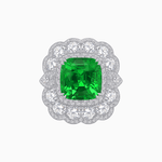 Load image into Gallery viewer, Vintage Inspired Cushion Cut Double Halo Floral Cocktail Ring - Shahin Jewelry