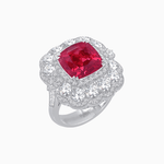 Load image into Gallery viewer, Vintage Inspired Cushion Cut Double Halo Floral Cocktail Ring - Shahin Jewelry