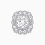 Load image into Gallery viewer, Vintage Inspired Cushion Cut Double Halo Floral Cocktail Ring - Shahin Jewelry