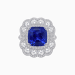 Load image into Gallery viewer, Vintage Inspired Cushion Cut Double Halo Floral Cocktail Ring - Shahin Jewelry