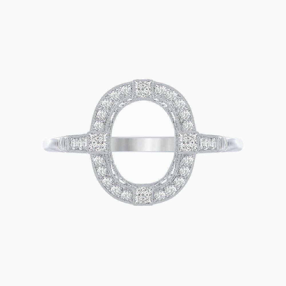 Vintage - Inspired Cushion Cut Engagement Ring Mounting in Platinum - Shahin Jewelry